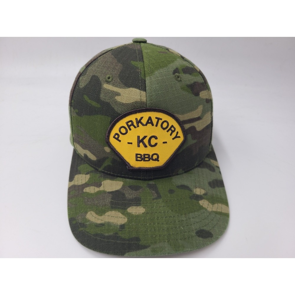 Porkatory Kansas City KC BBQ Patch Camo Snapback Hat Cap Nylon Blend Barbecue